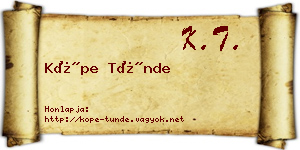 Köpe Tünde névjegykártya